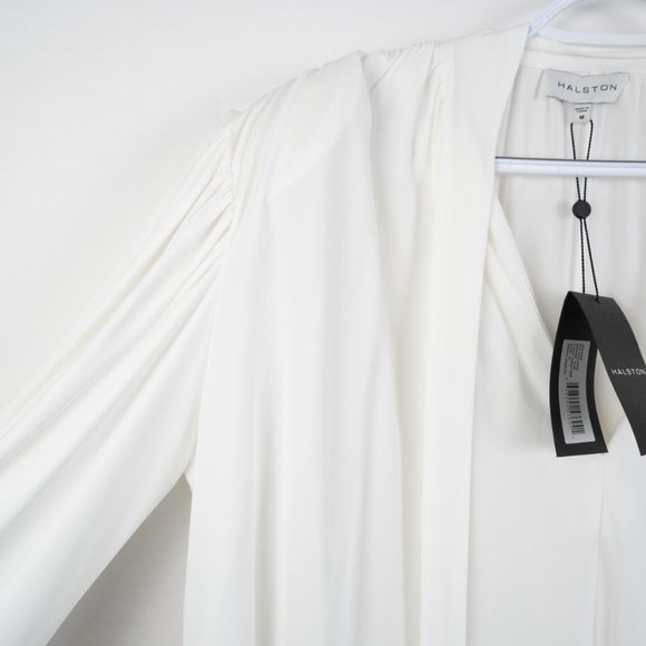 NEW HALSTON Evi Volume Drape Top in Prestine white size M - Picture 14 of 15